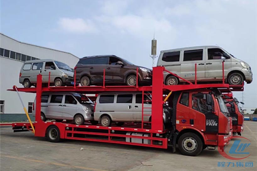 解放J6單橋車輛運輸車（轎運車）220馬力側面圖