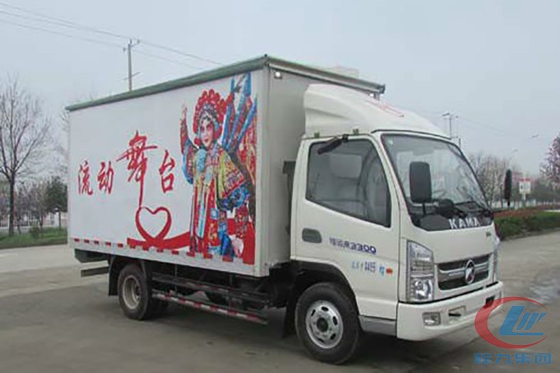 湖北程力凱馬4.2米廂長舞臺車側面圖